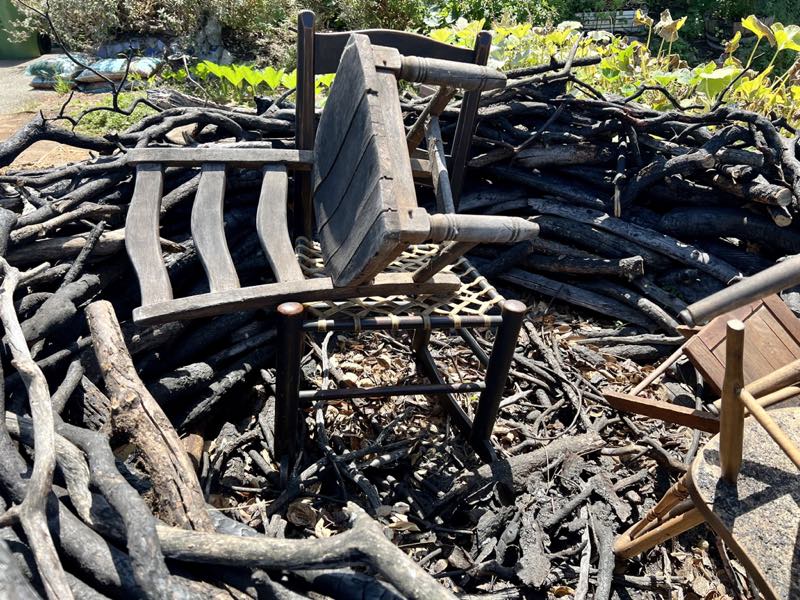 Detail of small chairs tumbled in nest